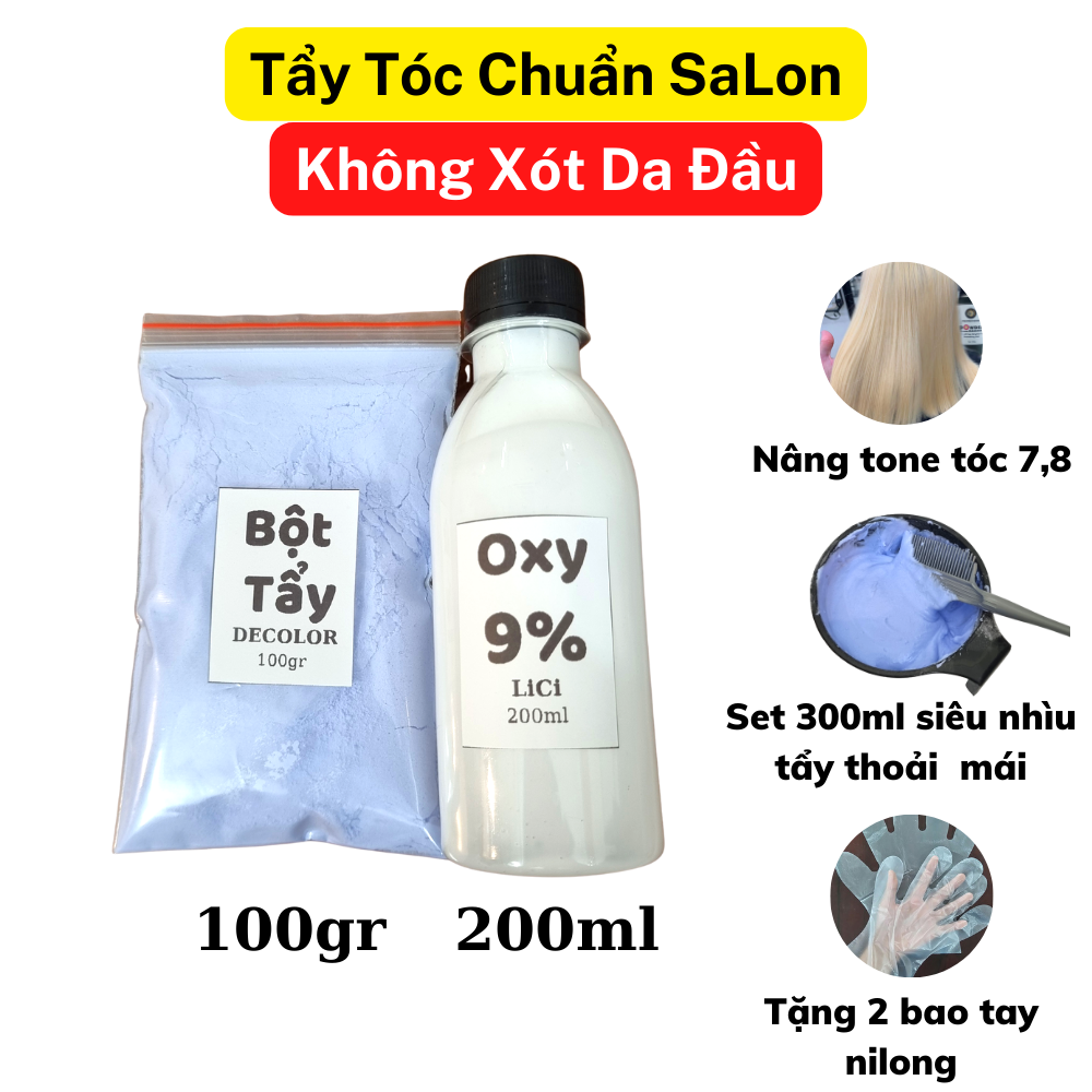 Thuốc tẩy tóc nâng tone tóc 300ml - - tẩy tóc an toàn , tẩy không xót da đầu , tẩy 1 lần lên tone 8-9