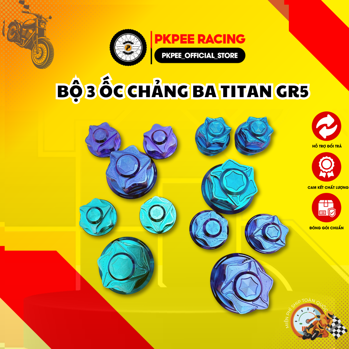 Bộ 3 Ốc Chảng Ba Titan GR5 Raider Fi, Satria Fi, Sonic 150