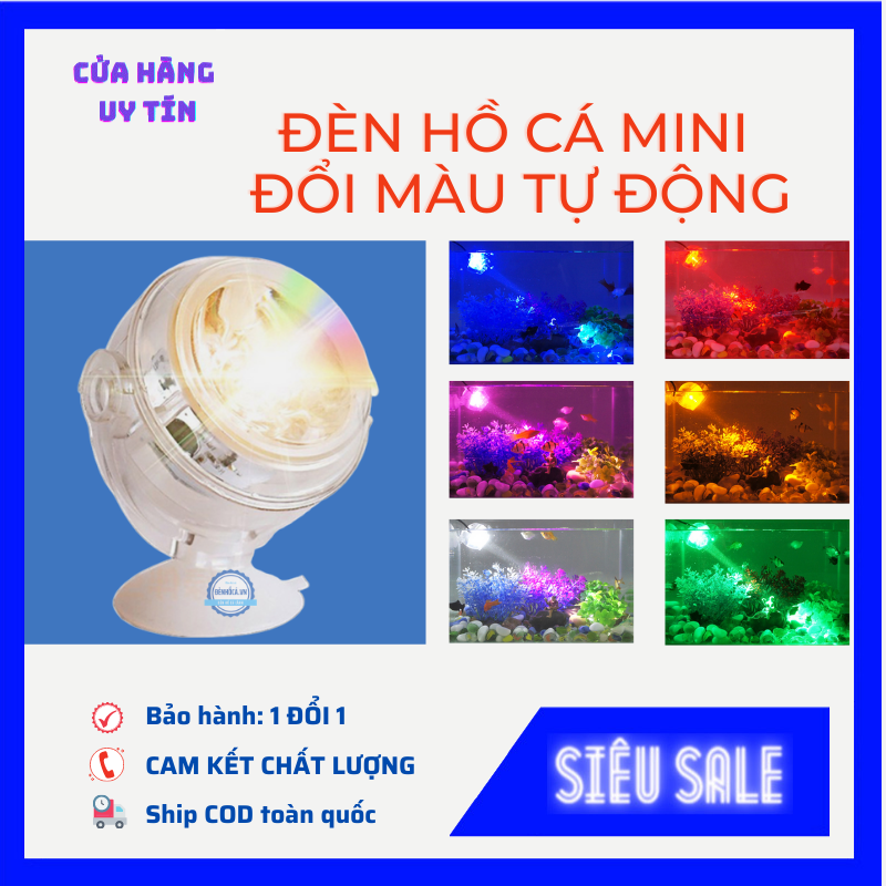 Đèn đổi màu tự động Tròn soi bể cá hiệu ứng đẹp
