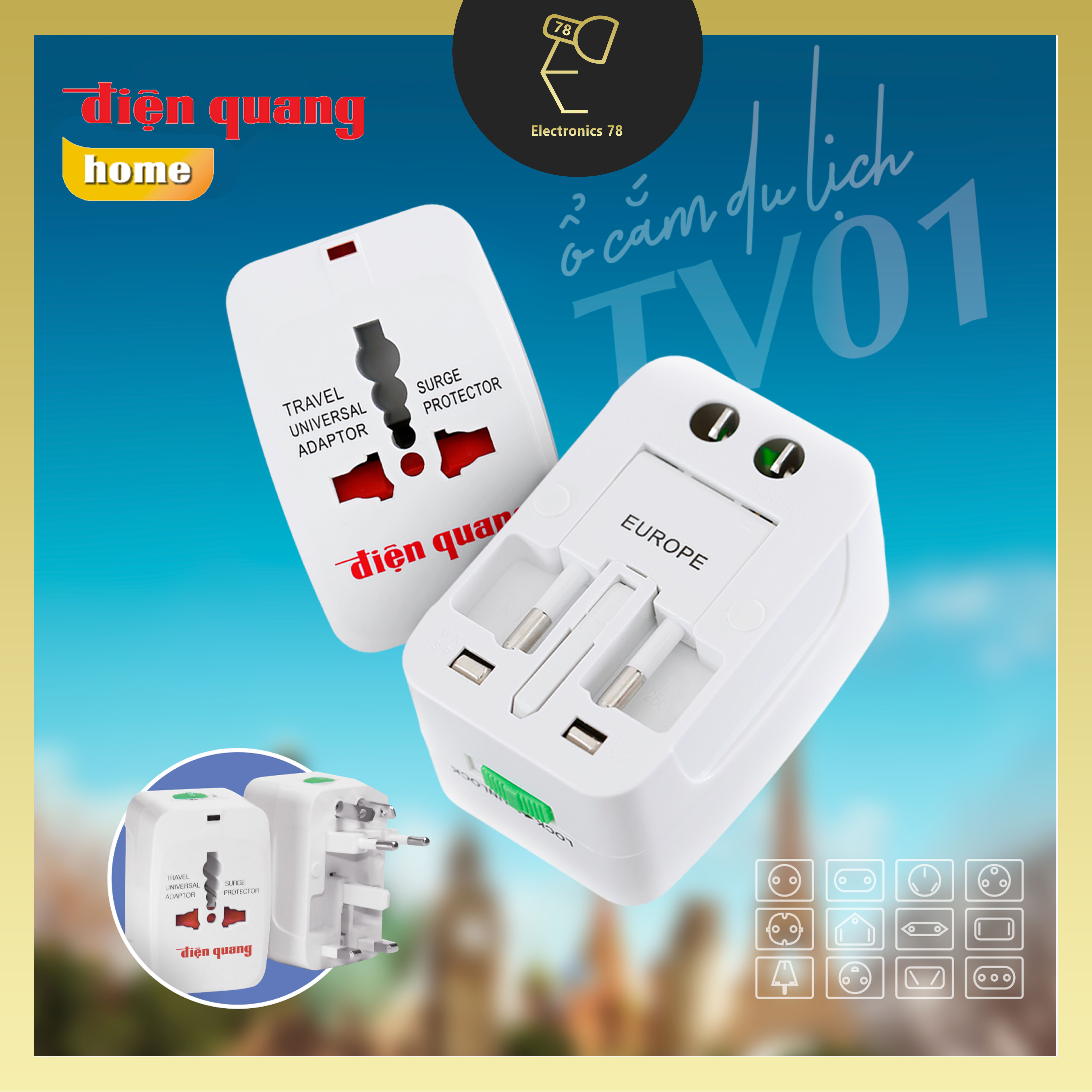 Ổ cắm du lịch đa năng Điện Quang
