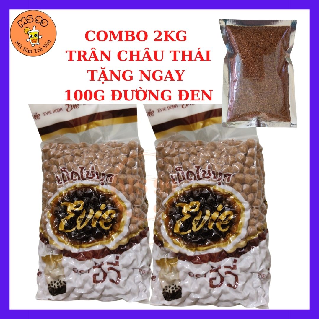 (COMBO 2KG- tặng đường)trân châu đen/trân châu đường den thái lan túi 1kg/nguyên liệu làm trà sữa/MS99
