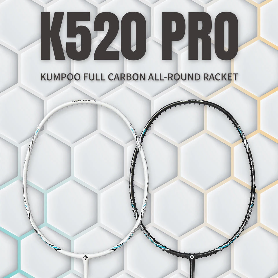 KUMPOO Badminton Racket K520 PRO - 86g Lightweight Full Carbon Badminton Racquet, Max Tension is 28 lbs.