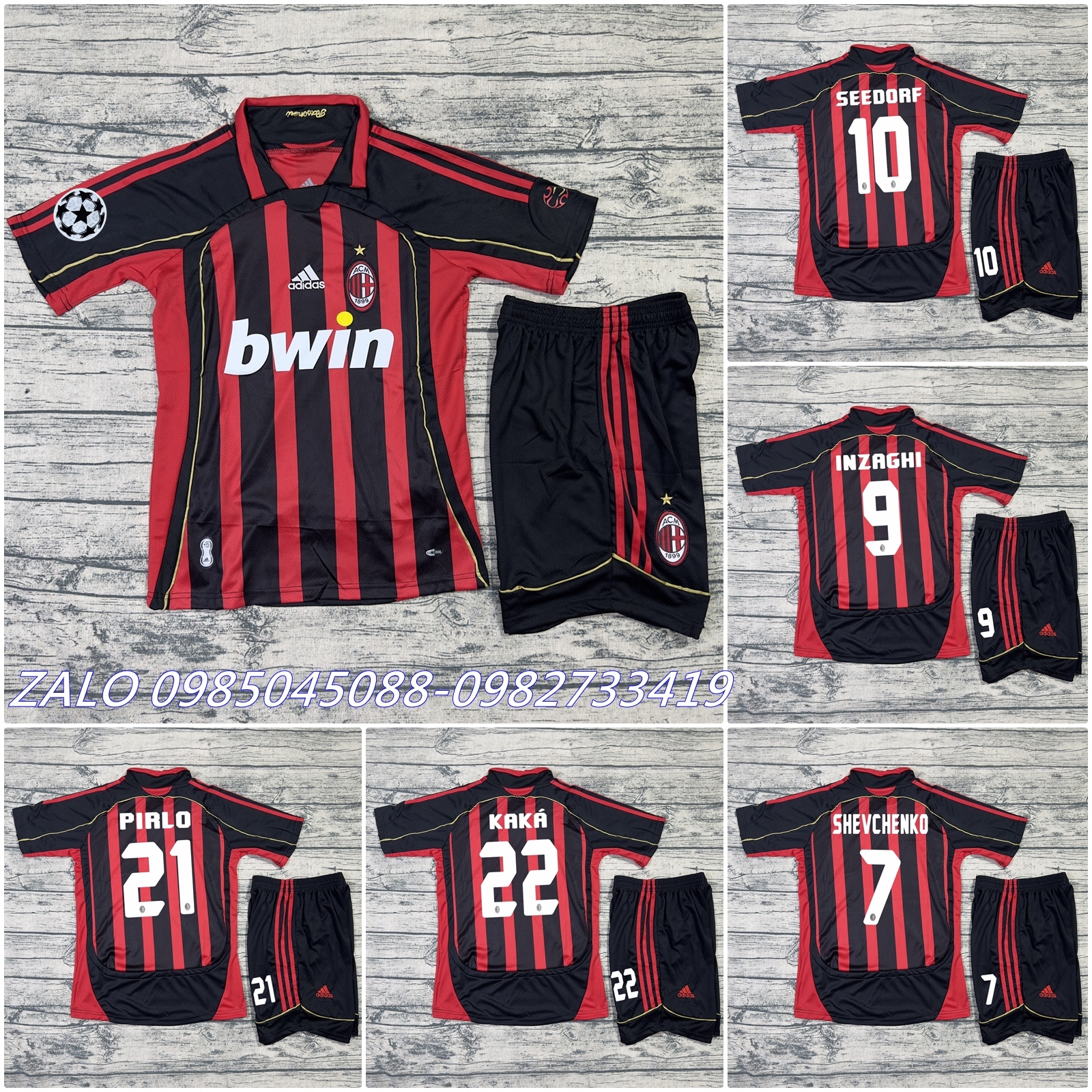 Áo Quần Bóng Đá Câu lạc bộ AC MILAN - BẢN 2007- Chất Polyeste - Hàng Thái Lan-Chuẩn Thi Đấu Quốc Tế
