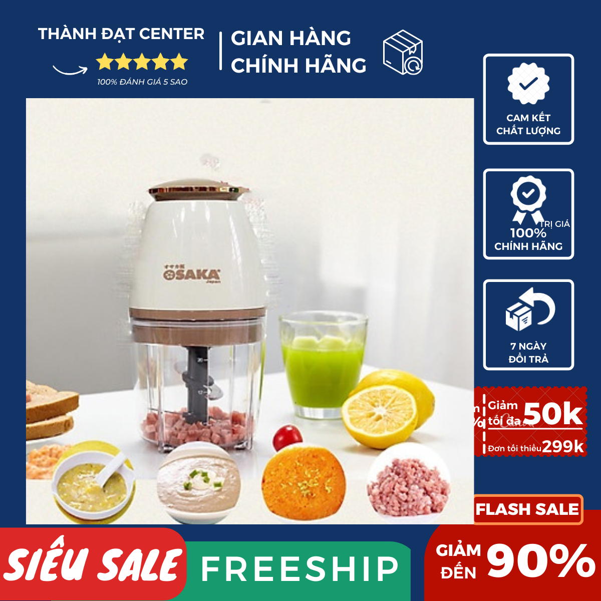 Máy Xay Sinh Tố Đa Năng Máy Xay Thịt Hoa Quả Rau Củ Mẫu Mới OSAKA Nhật Bản 2 Lưỡi Dao 350W/p