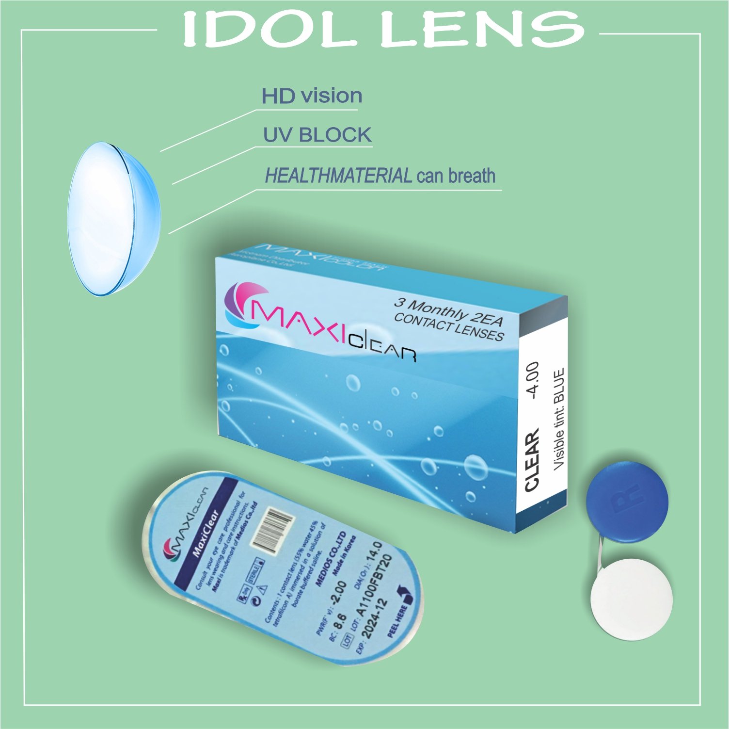 [HCM][MỘT MIẾNG] Kính Áp Tròng 3 Tháng Lens Cận Thị MAXI CLEAR Hàn Quốc 14.0mm (TẶNG KÈM KHAY ĐỰNG)