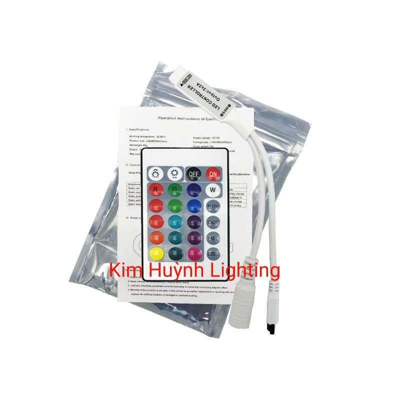 Bộ điều khiển kèm remote Mini 24 phím dùng cho led RGB 5-24V