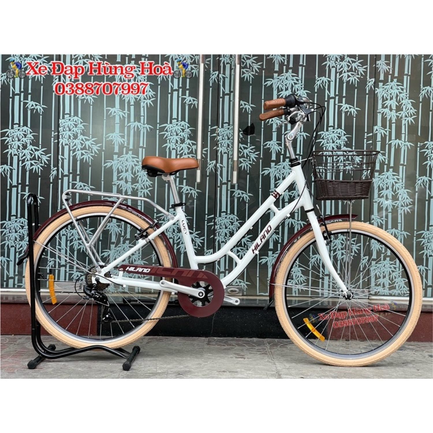 Xe đạp nữ hiland lucy - thương hiệu mỹ khung nhôm đề shimano