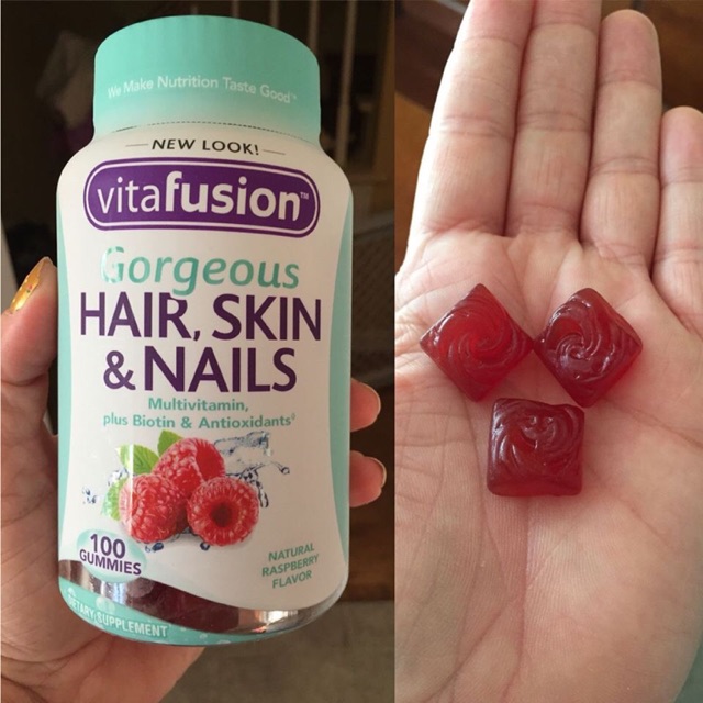 Date 11/21 Kẹo Dẻo Dưỡng Tóc Da Và Móng Vitafusion Gorgeous Hair Skin & Nails Multivitamin