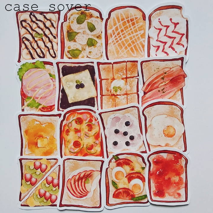 Set 16 Sticker thiết kế chủ đề Bánh Mì Kẹp trang trí Planner - Case Sover