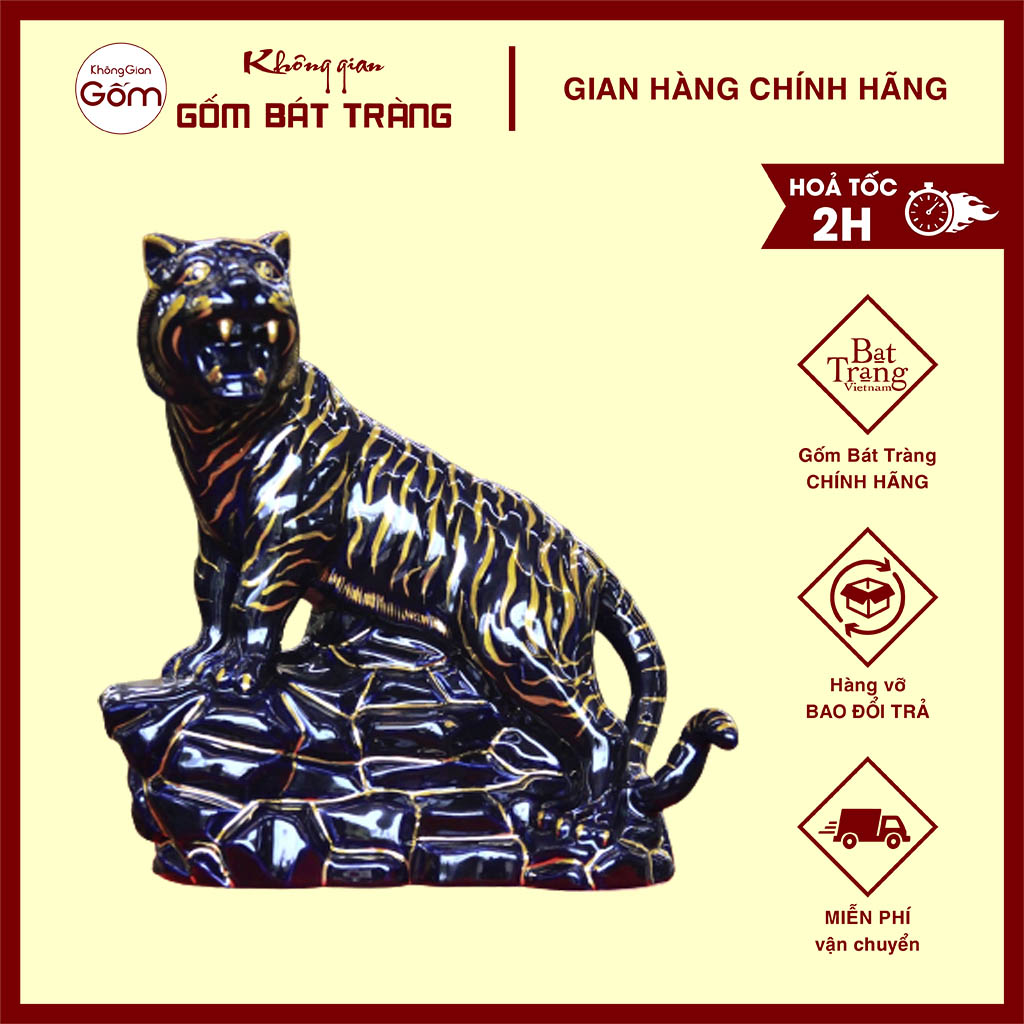 Tượng hổ, Tượng gốm Mãnh Hổ Không Gian Gốm Bát Tràng linh vật trang trí phong thuỷ cho xuân Nhâm Dần 2022