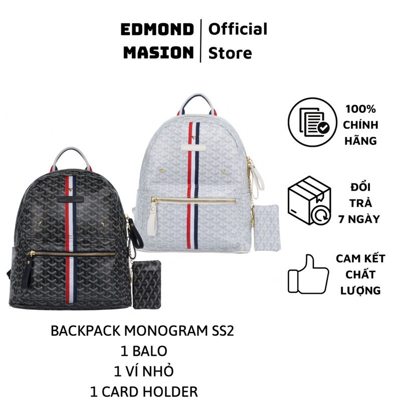 Balo cặp edmond masion monogram ss2 tặng ví keychain và cardholder edm size l