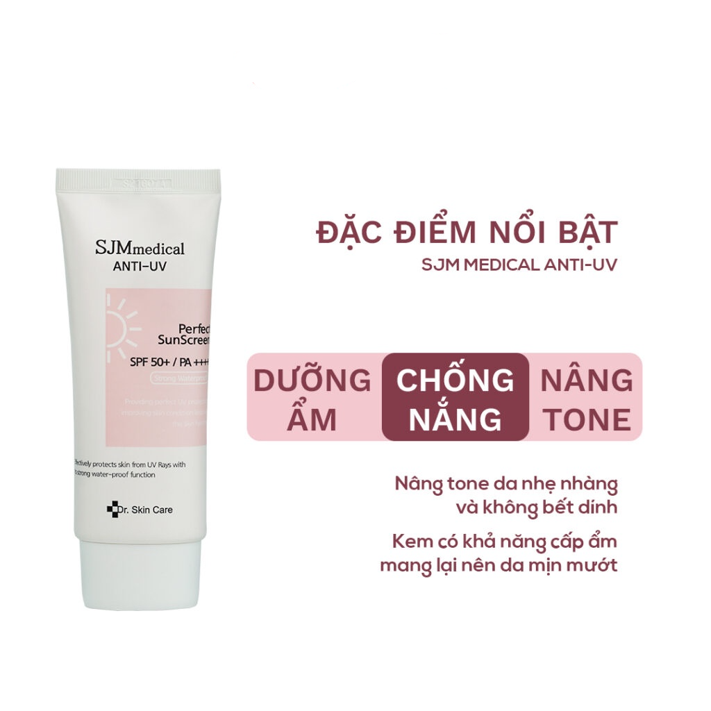 Kem chống nắng sjm nâng tone dưỡng trắng da spf50