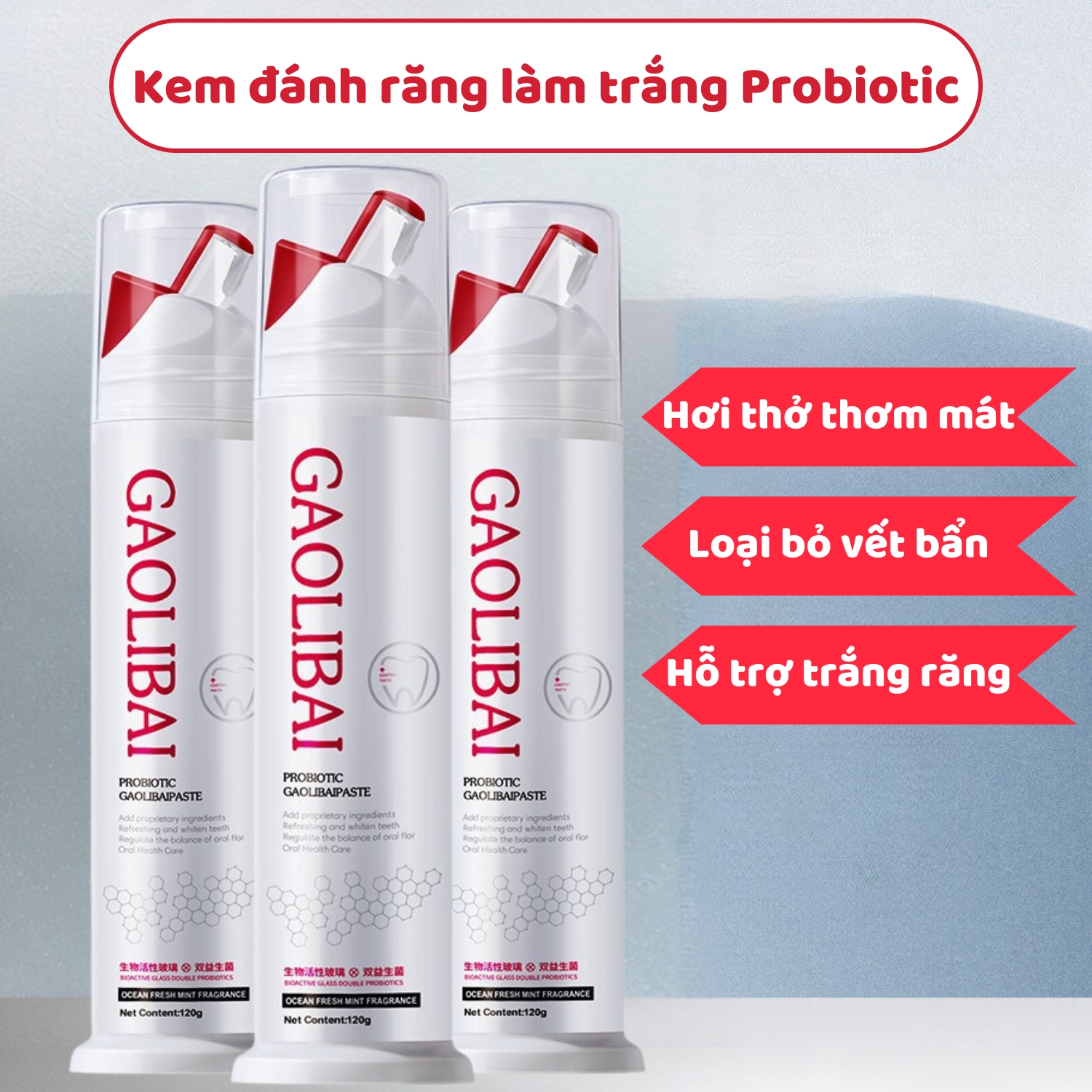 Kem Đánh Răng GAOLIBAI Chính Hãng 120g Đánh Bật Cao Răng Sạch Mảng Bám Trắng Răng Cho Hơi Thở Thơm Mát