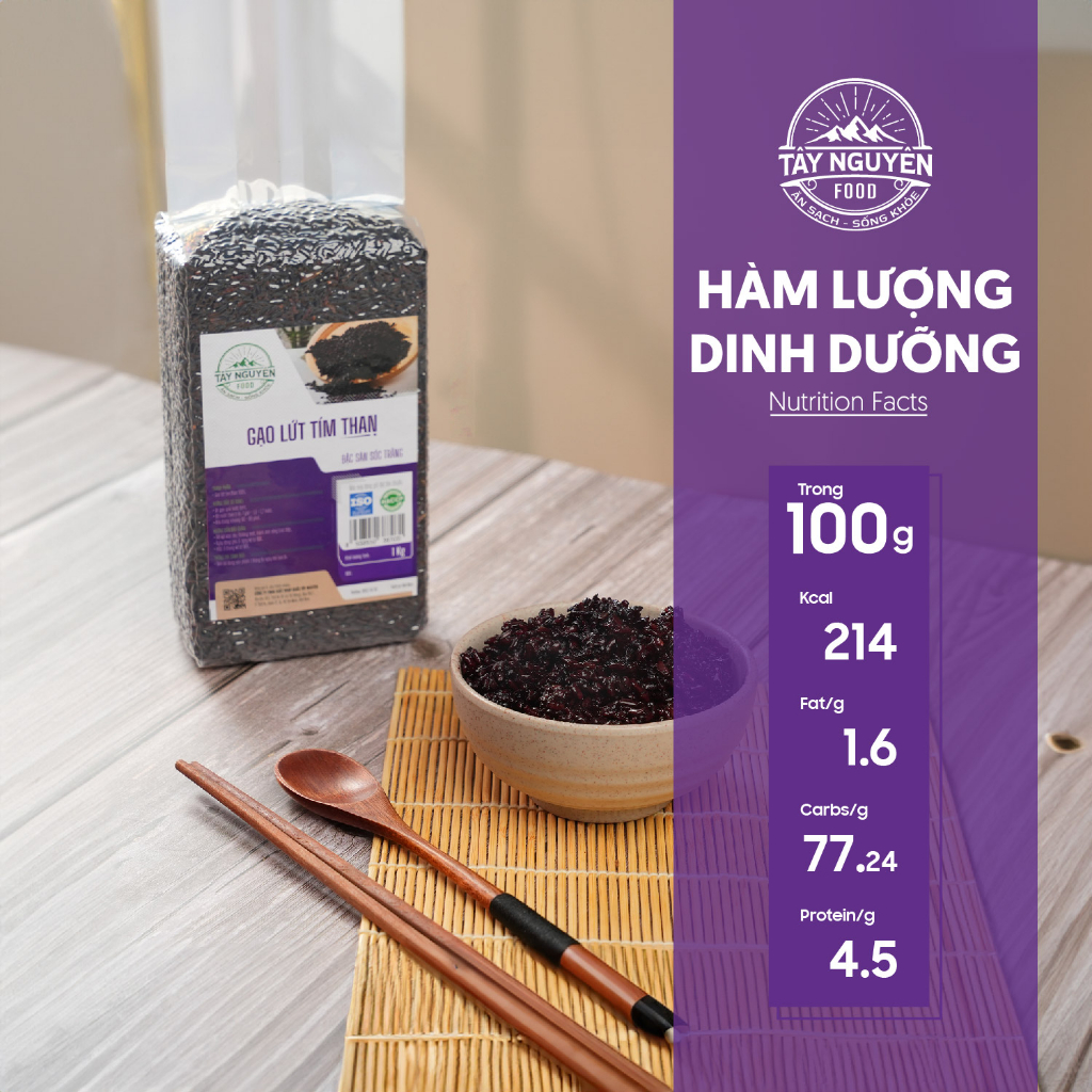 Gạo lứt tím than sóc trăng eat clean 1kg - tây nguyên food