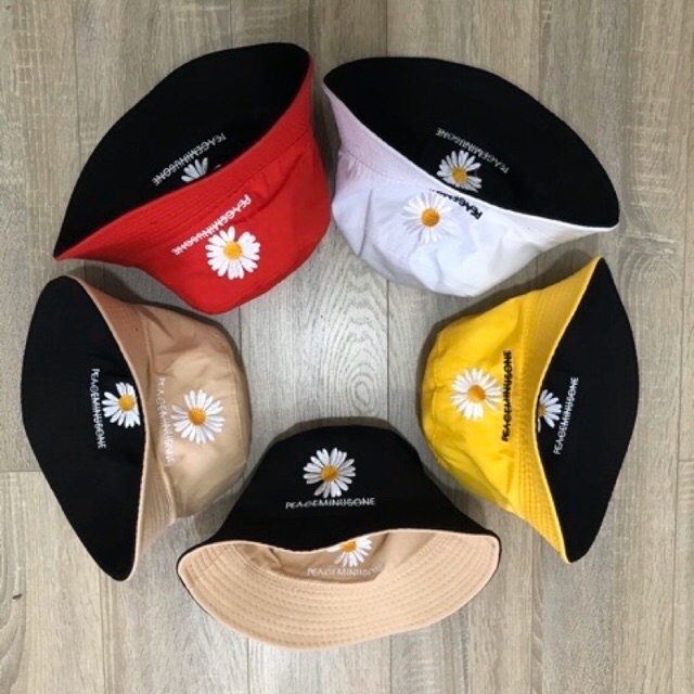 [HCM]Mũ Bucket 2 mặt cúc hoạ mi