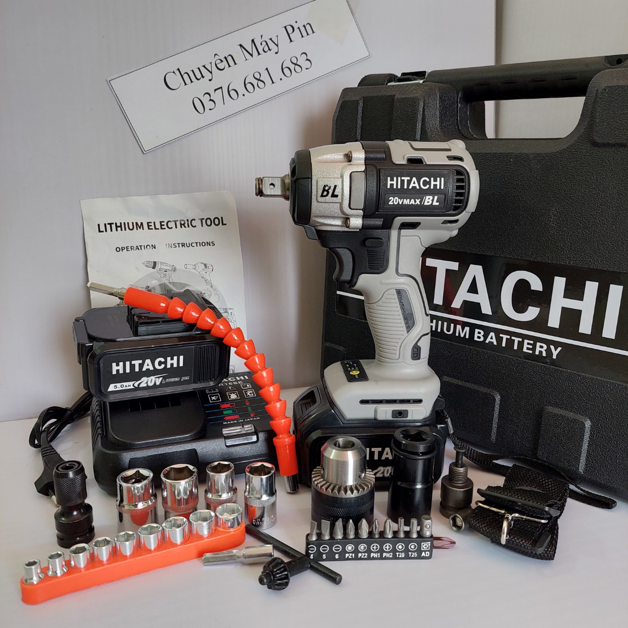 [ Hàng Cao Cấp ] Máy Siết Bulong HTC 20V, 3 Đèn Led Trợ Sáng Loại Không Chổi Than