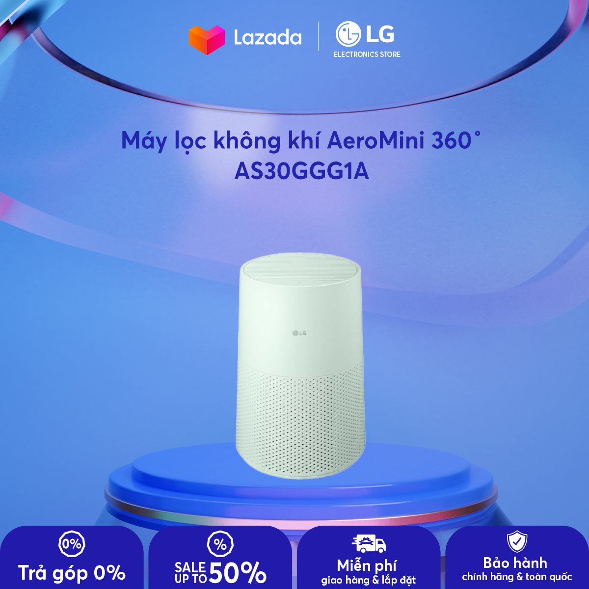 [MODEL 2026] Máy lọc không khí LG AS30GGG1A AeroMini 360˚ màu xanh