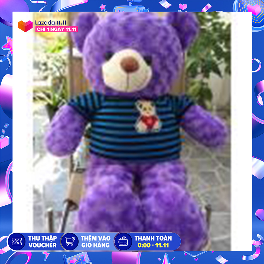 GẤU BÔNG TEDDY CAO CẤP KHỔ VẢI 1M DÀI 80CM MÀU TÍM CÀ HÀNG VNXK