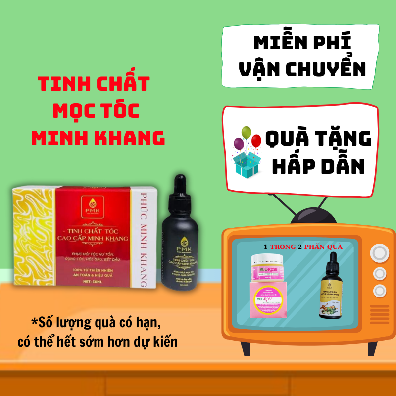 Tinh chất mọc tóc cao cấp Phúc Minh Khang kích thích mọc tóc-dưỡng tóc-hết hói lâu năm-kiểm soát lượng dầu trên da-phục hồi tóc hư tổn-giảm stress thư giãn tinh thần Ms.HuyenTrang_NH