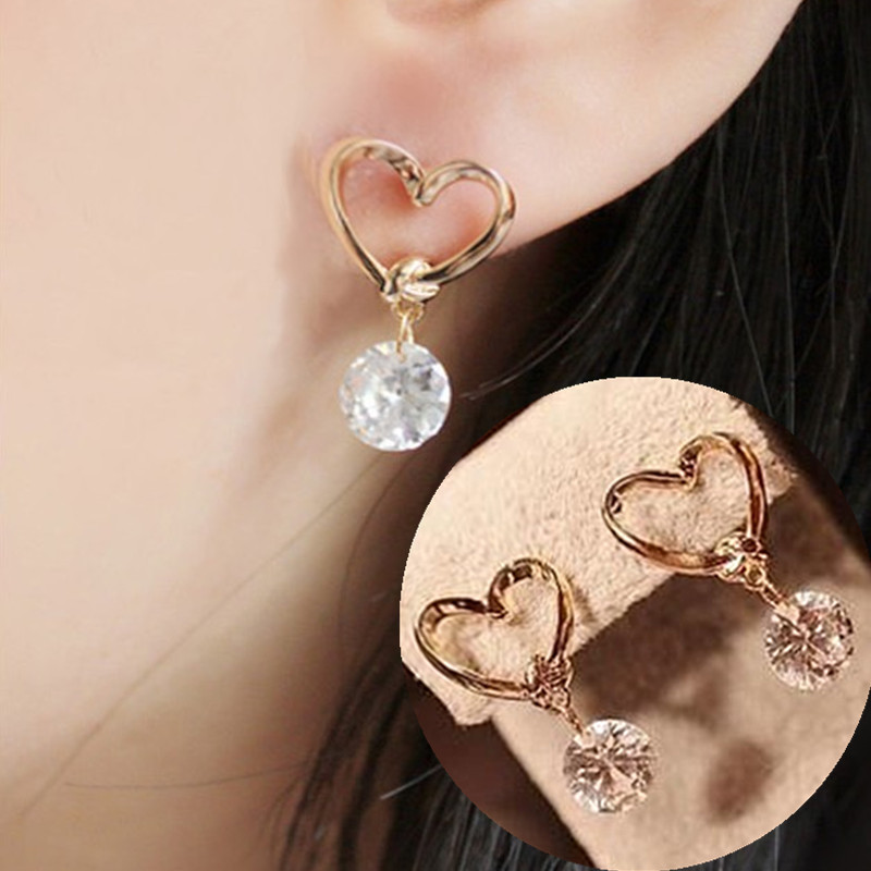 [HCM]Khuyên Tai Hình Trái Tim  Hạt Zircon Tòn Ten  Phong Cách Hàn KTHEARTTONTEN11