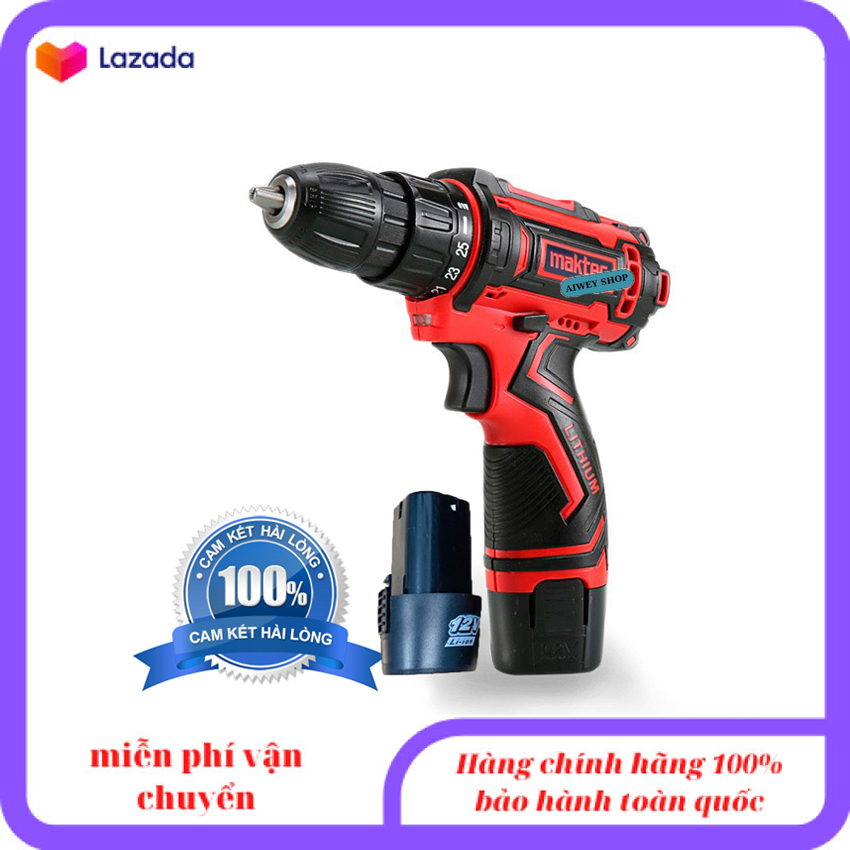 Máy khoan pin 12v maktec - máy khoan pin giá rẻ siêu bền - bảo hành 12 tháng - máy khoan vặn ốc vít