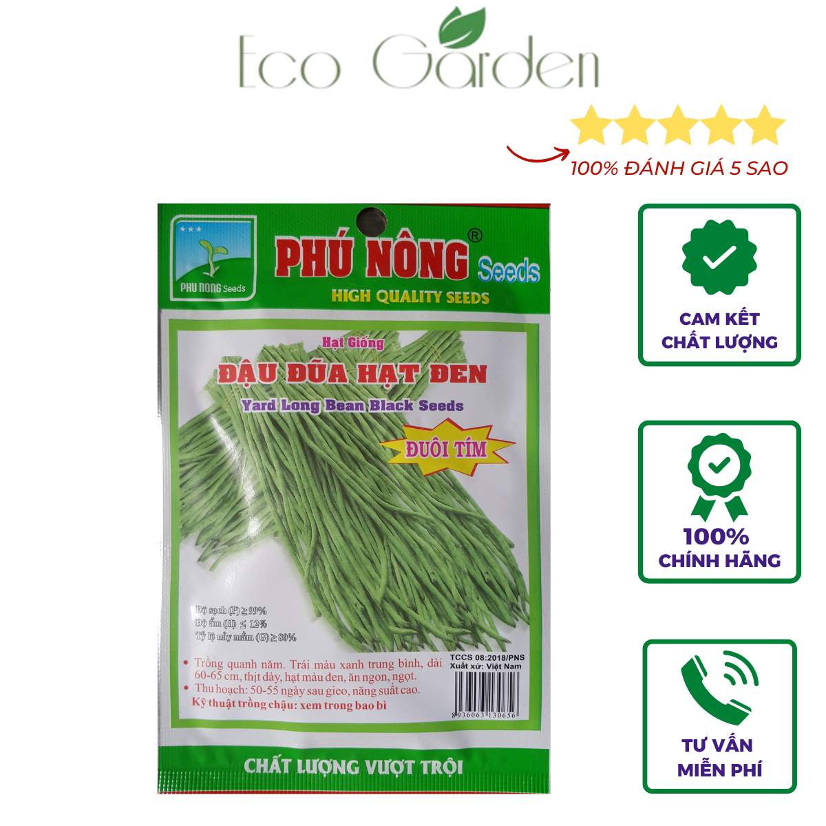Hạt giống đậu đũa hạt đen phú nông - 10g