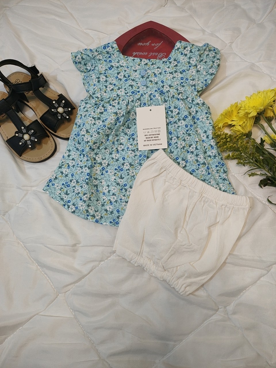 SZ 8-18KG Bộ bé gái mùa hè hoa nhí tay bèo dễ thương ,đô bộ cho bé gái chất liệu thô mềm