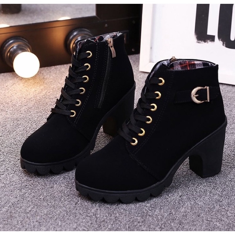 [Mã FAMARAL2 giảm 10K đơn 50K] Bốt Nữ Hàn Quốc Giày Boot Nữ Công Sở Gót Vuông 8 phân