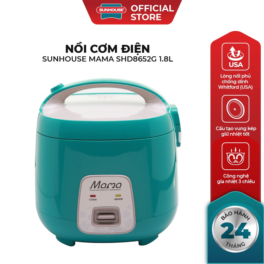 Nồi cơm điện 1.8l sunhouse mama shd8652g