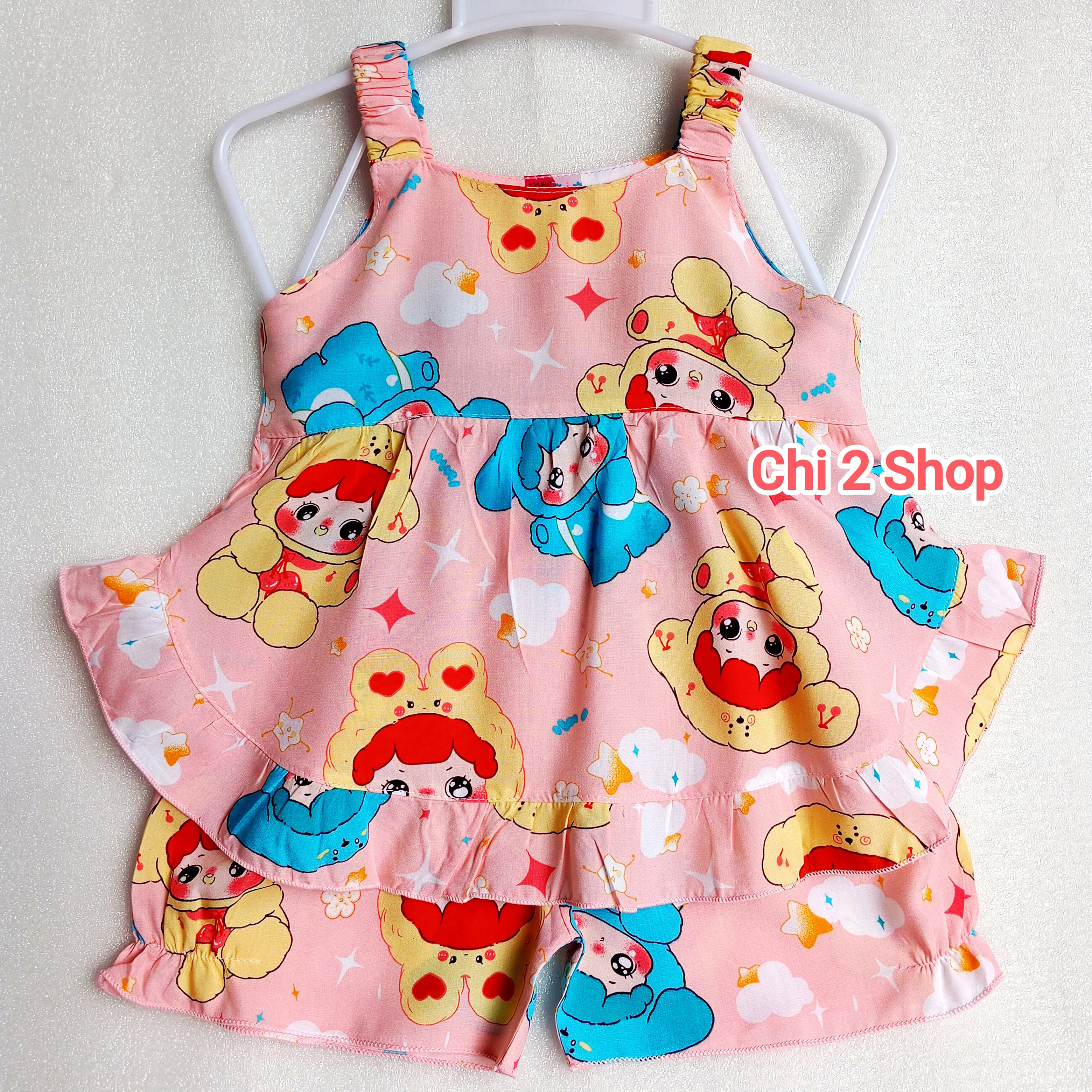 Baby Girl's Linen Outfit C2H06, Newborn Baby Clothes, Tank Top, Children's Clothes under 3 Years Old, Cheap, Cool Home Clothes - 2