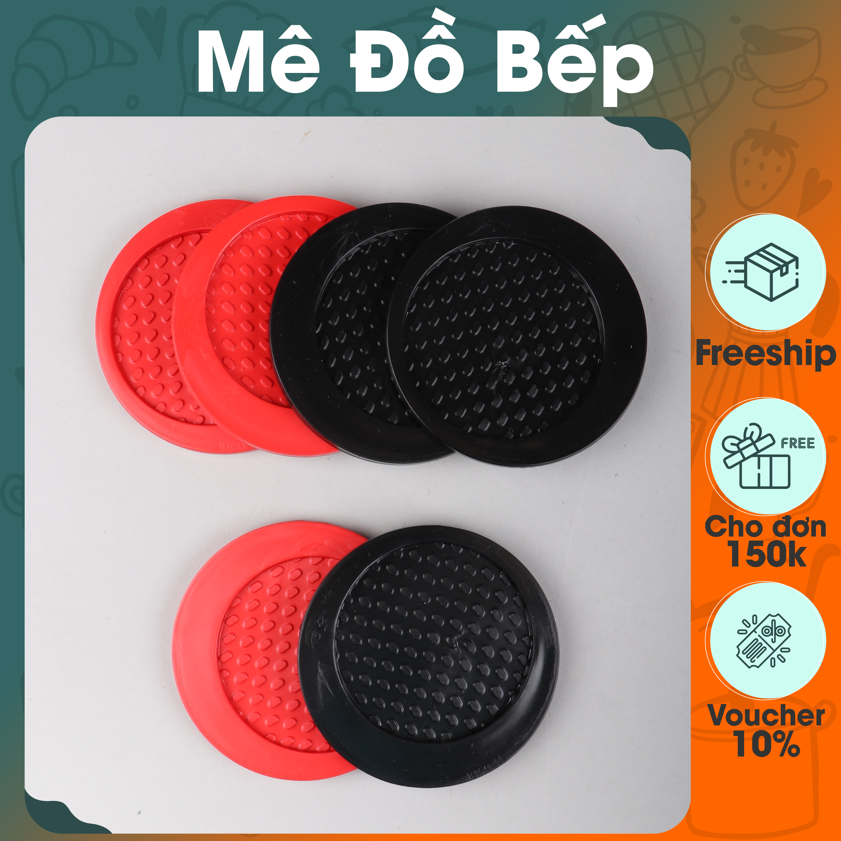 Đế lót ly cao su bán nguyệt Bam House chống trượt tiện lợi cao cấp LLBN03 – Gia dụng bếp