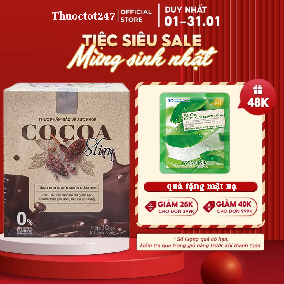 ✅giảm cân cocoa slim hộp 10 gói 👍 ❤️- hộp 10 gói