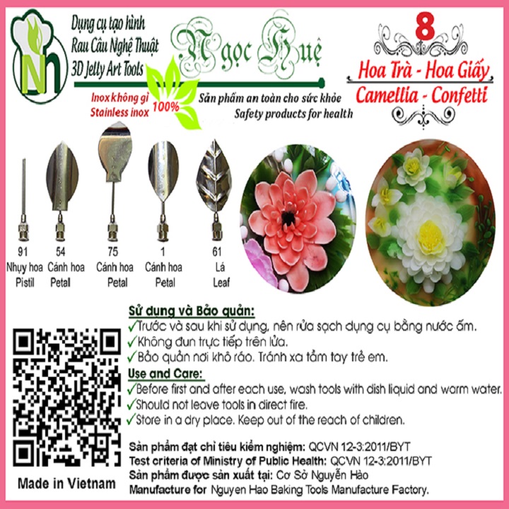 [HCM]Kim rau câu 3D Ngọc Huệ (bộ 5 kim số 8 - hoa trà hoa giấy)
