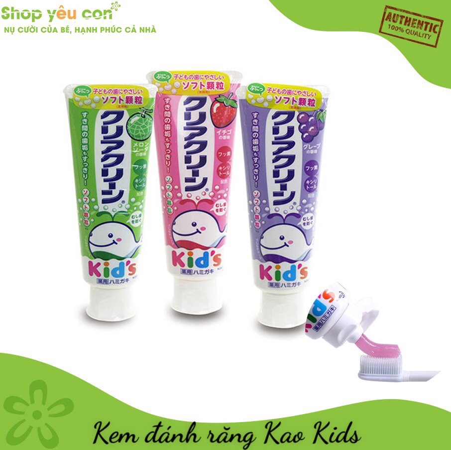 Kem đánh răng Kao Kid's, kem đánh răng trẻ em Nhật Bản an toàn cho bé