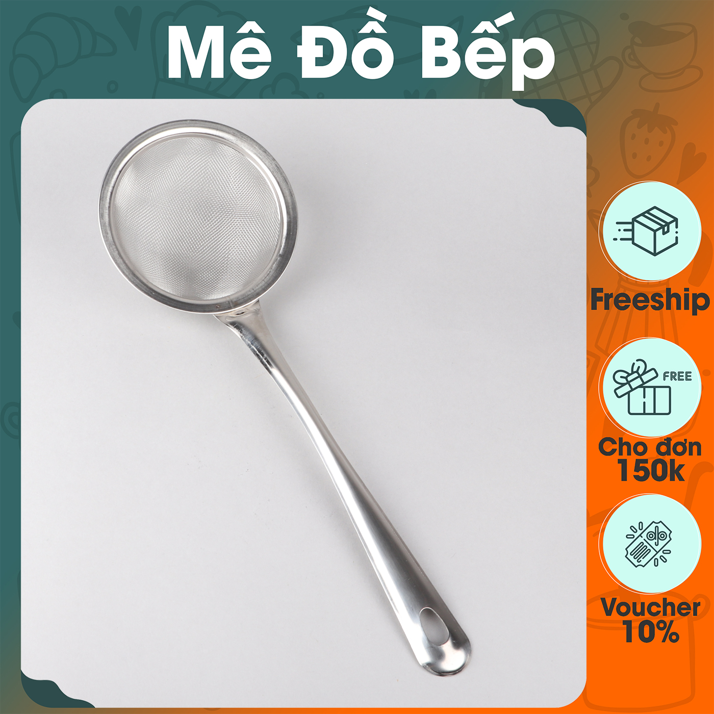 Ray lọc cặn cho dầu ăn và vớt bọt inox Bam House đường kính 11cm cao cấp RLC03 - Gia dụng bếp