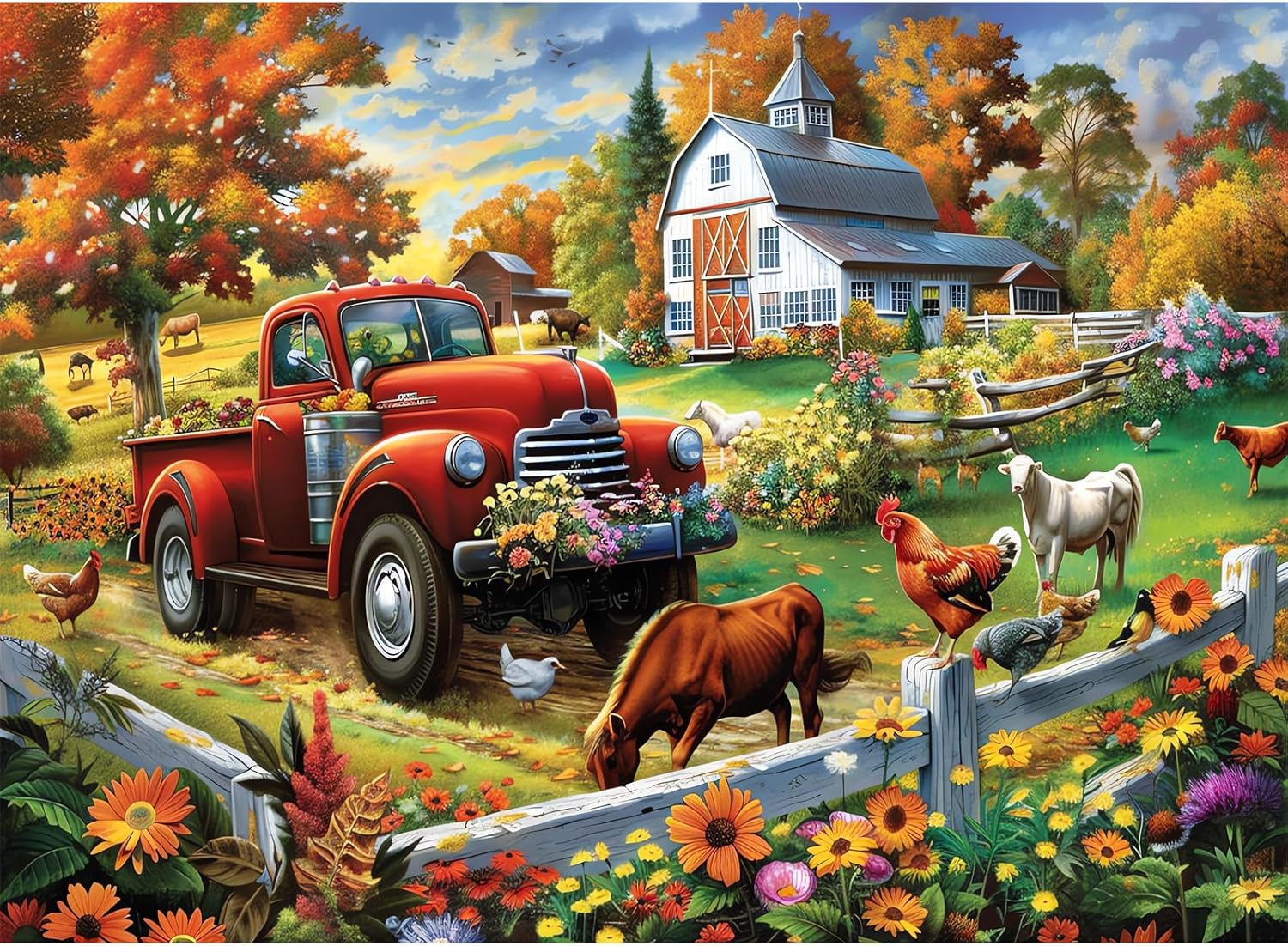 300 Pieces Jigsaw Puzzle for s,Country Life Puzzle 300 Pieces Highlights The Agricultural Life and Rural Beauty - Thick,Sturdy Pieces Challenging Family Ac