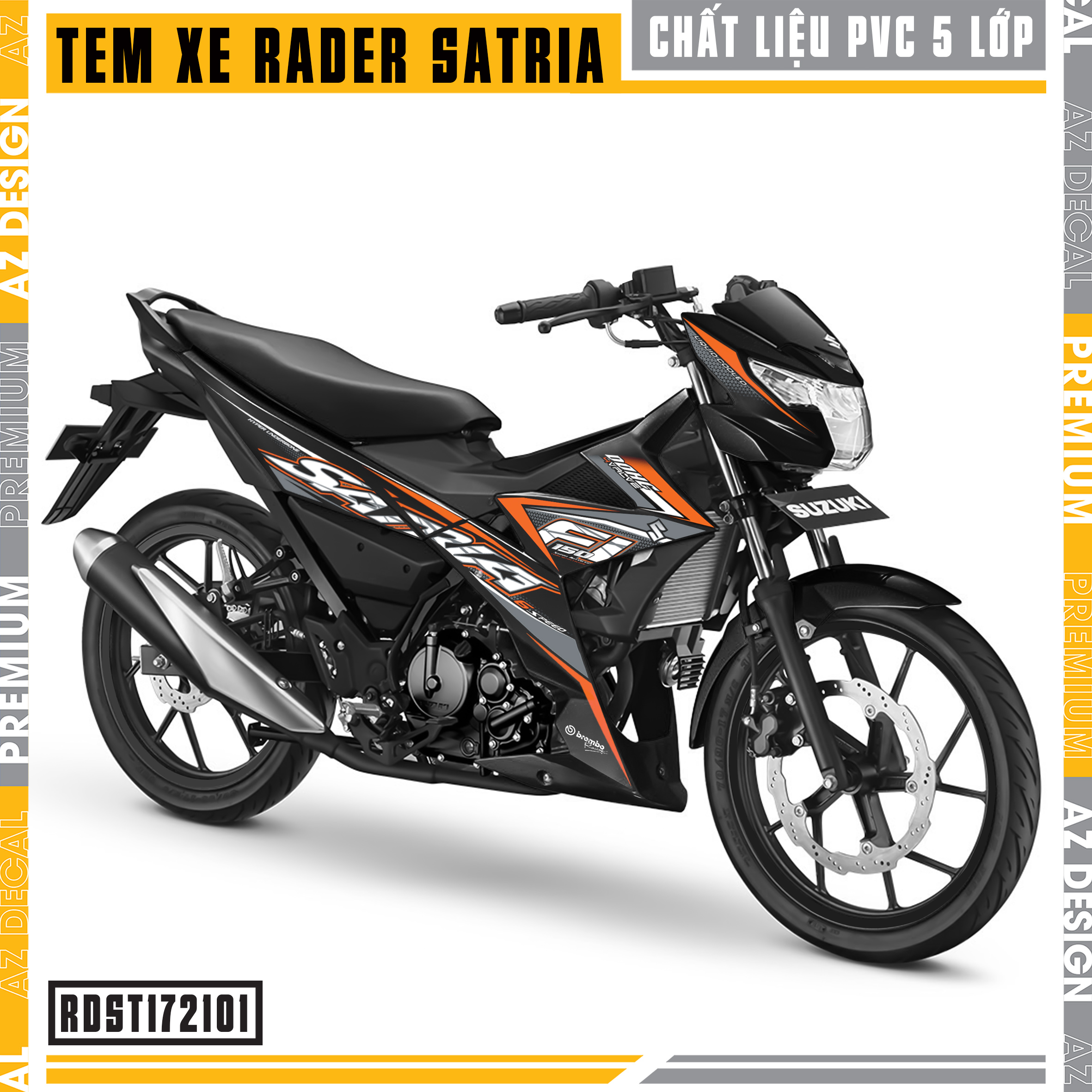 Tem Chế Xe Raider/Satria Fi 2017-2021 Mẫu DOHC | RDST172101 | Decal Rời Chất Liệu PVC Chống Nước, Dễ Dán Tại Nhà - Azdecal