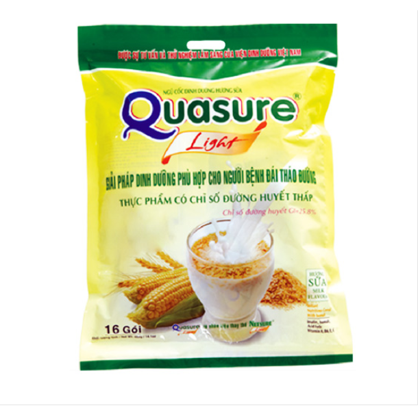 Bột Ngũ Cốc QUASURE LIGHT Hương Sữa - bột ngũ cốc dành cho người tiểu đường và ăn kiêng - công thức đường isomalt cung cấp dinh dưỡng cân đối ( gói 400g)
