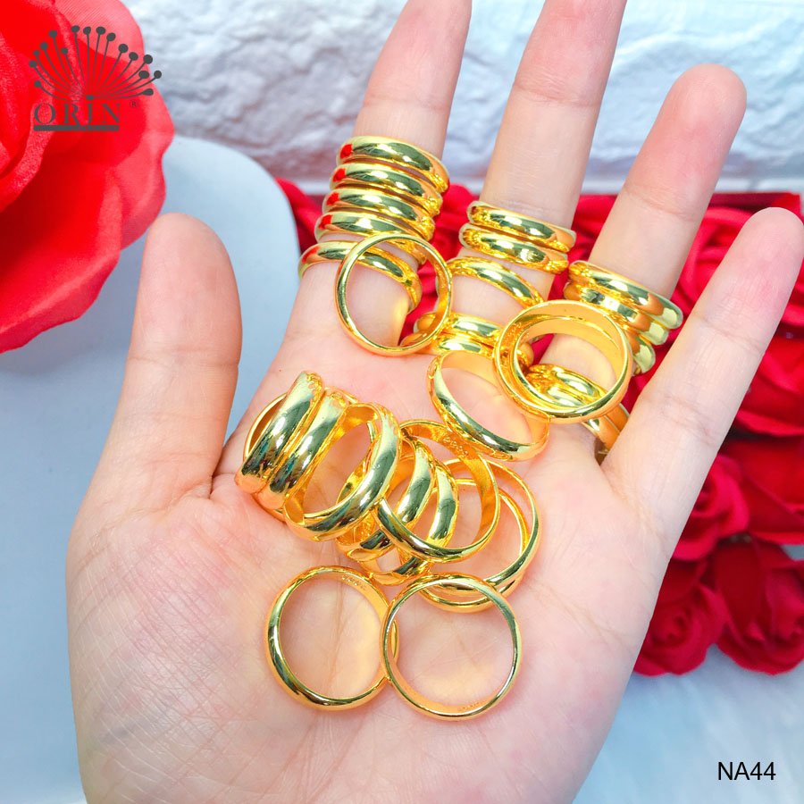 Nhẫn trơn, nhẫn chỉ mạ màu 24 bền màu có khắc 9999 thời trang Orin N44