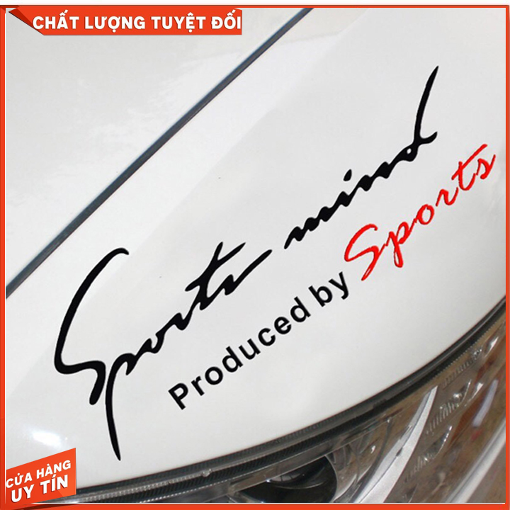 Tem dán Sport mind lên nắp capo ô tô (màu đen - đỏ)