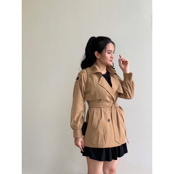 Áo khoác hàn quốc, áo khoác dạ dáng dài chất kaki thắt dây đai style hàn quốc from 58kg-Minxy shop