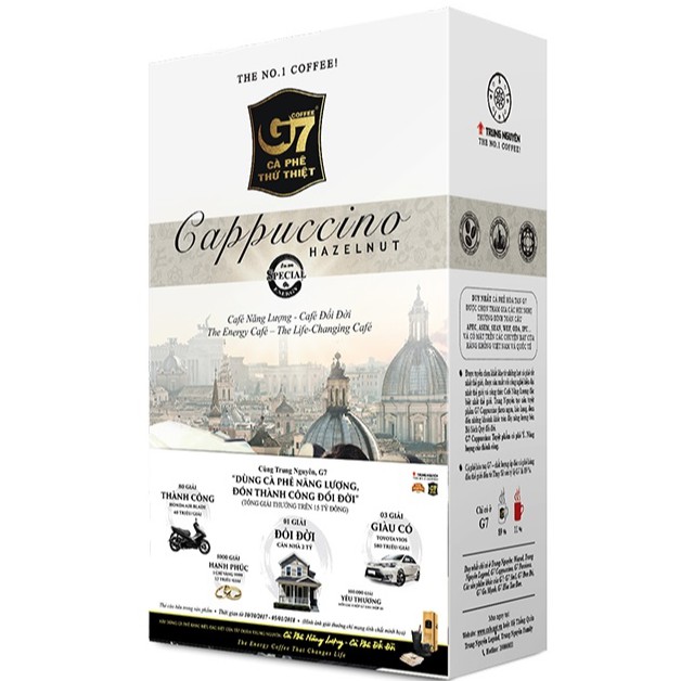 Cà phê g7 Cappuccino Hazelnut, sản phẩm tốt, chất lượng cao, cam kết như hình, độ bền cao, xin vui lòng inbox shop để được tư vấn thêm về thông tin