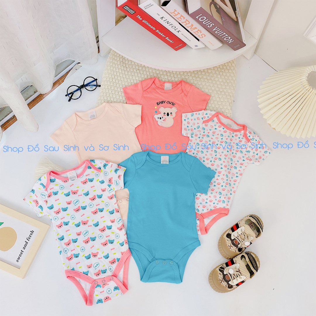 Set 5 body chip, bodysuit cộc tay cho bé sơ sinh 3-11kg, hàng xuất nhật