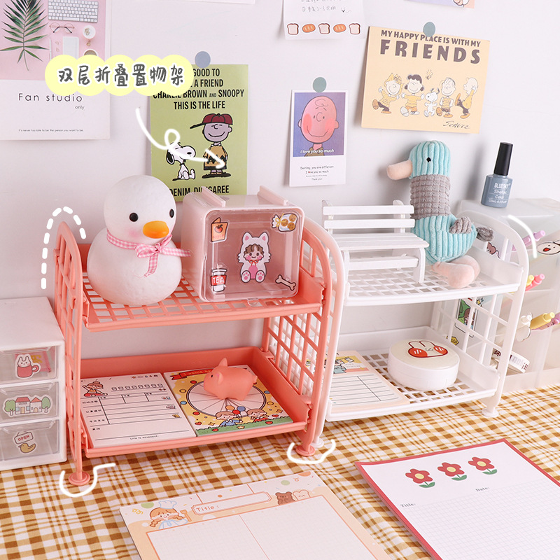 [HCM]Kệ Nhựa Mini 2 Tầng - Đựng Đồ Da Năng Xinh Xắn Có 5 Màu A239