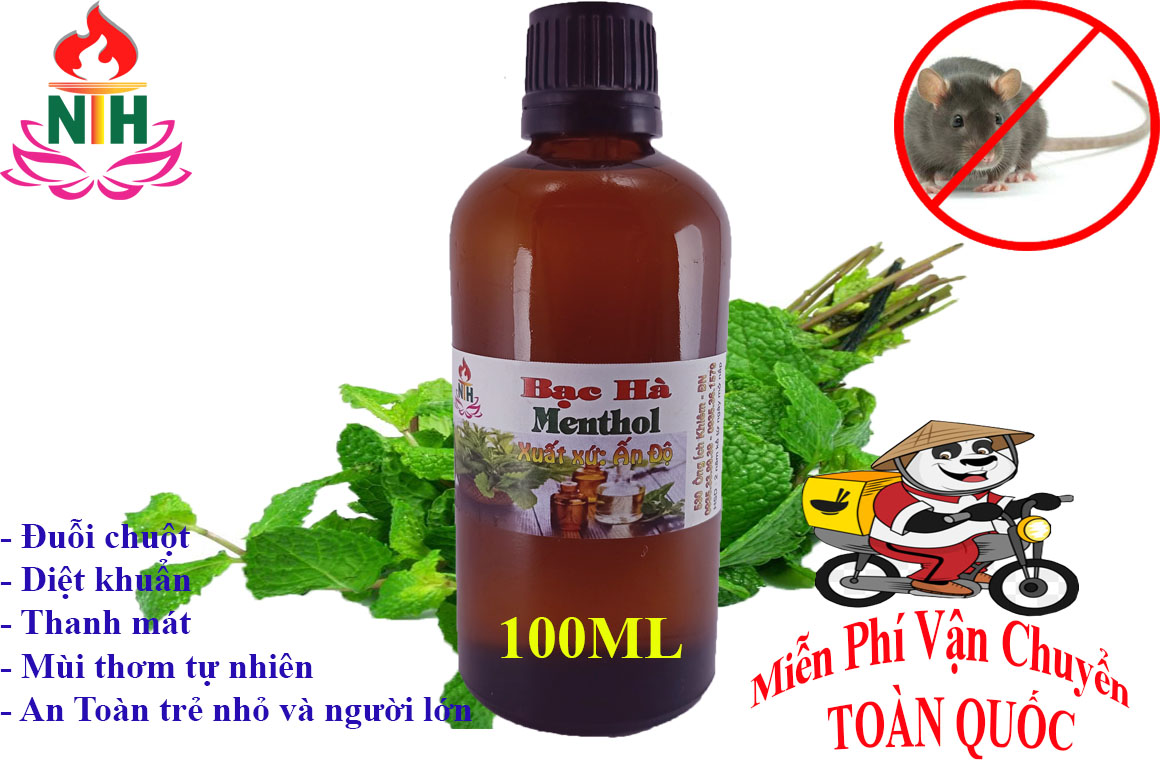 TINH DẦU BẠC HÀ LOẠI LỚN KHỬ KHUẨN THỂ TÍCH 100 ML THƠM PHÒNG GIẢI CẢM ĐUỖI CHUỘT