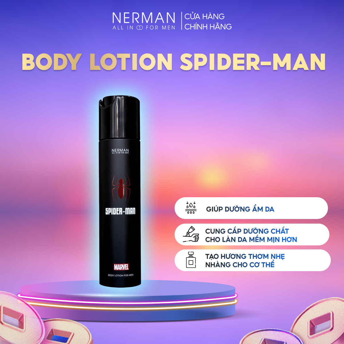 Body Lotion Spider Man Marvel Collection Nerman Dưỡng Thể, Dưỡng Ẩm Cho Nam Hương Nước Hoa 180g