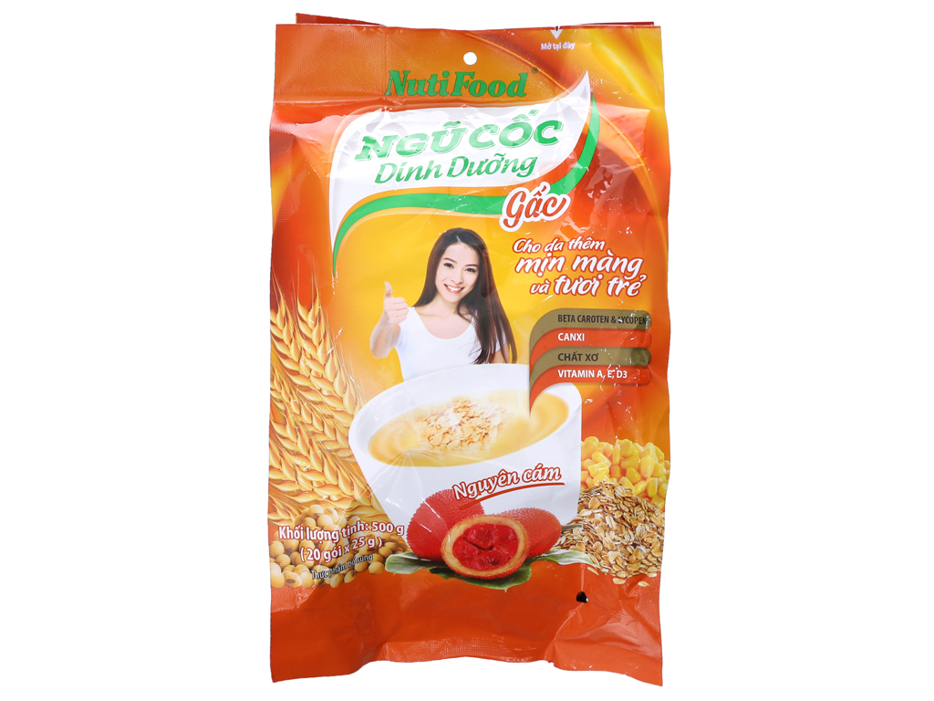 Ngũ cốc dinh dưỡng nguyên cám vị gấc NutiFood bịch 500g