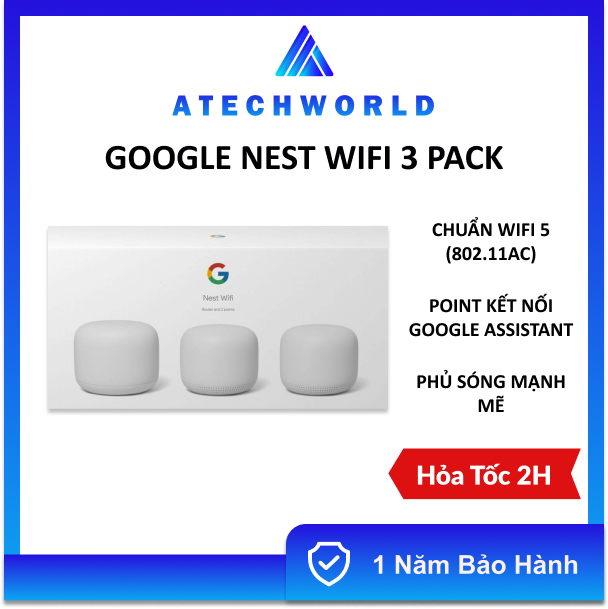 Thiết bị phát wifi cao cấp google nest wifi 3 pack - hàng chính hãng - bh 1 năm - có xuất vat