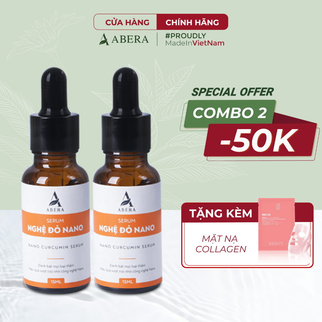 Serum nghệ đỏ nano abera 15 ml, mờ thâm mụn, thâm quầng mắt, dưỡng trắng da