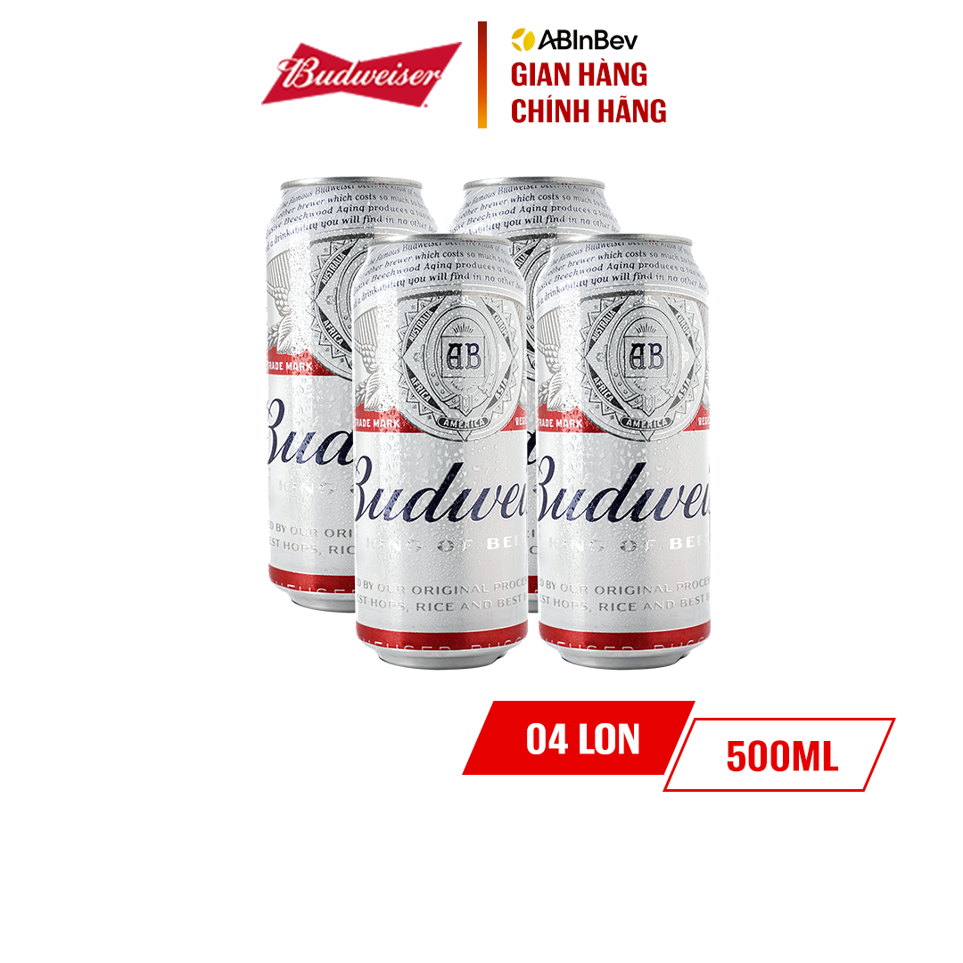 Lốc 4 lon bia Budweiser